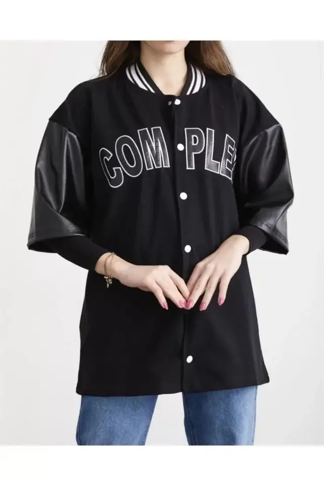 Complex Kolej Oversize T-shirt - Siyah - 2