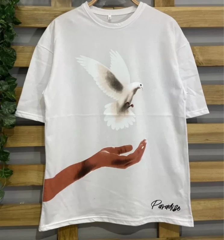 Dijital Baskılı T-Shirt - Beyaz - 2