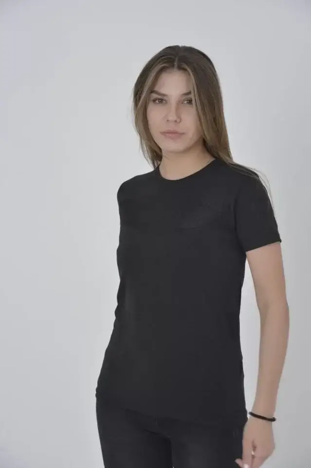 Gögüs Fileli Slim Fit T-shirt - Siyah - 1