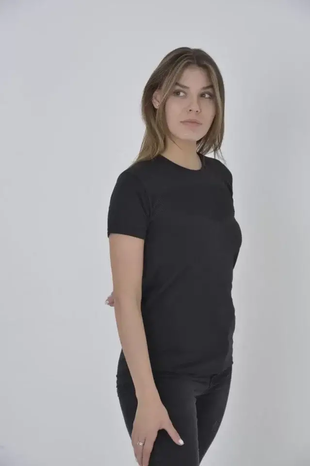 Gögüs Fileli Slim Fit T-shirt - Siyah - 2