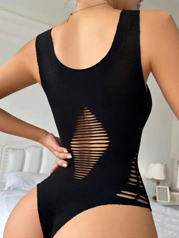 Kadın Göğüs, Sırt Ve Bel Yanları Lazer Kesik Detayviskon Kumaş çıtçıtlı Bodysuit - 8