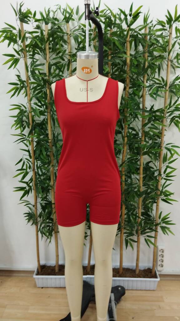 Kadın Kare Yaka Sırt Dekolte Detay Dalgıç Bodycon Mini Tulum - 7