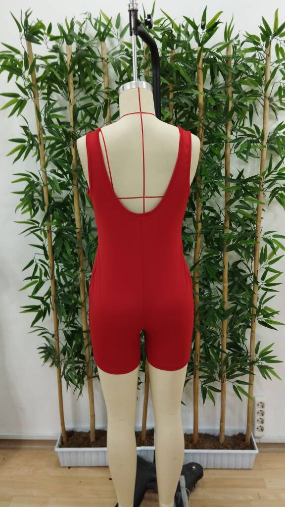 Kadın Kare Yaka Sırt Dekolte Detay Dalgıç Bodycon Mini Tulum - 8