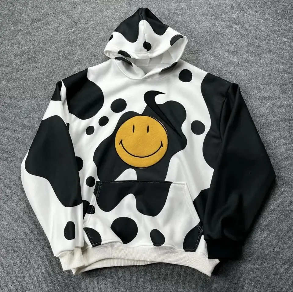 Smiley Face Kapüşonlu Sweatshirt - Siyah - 4