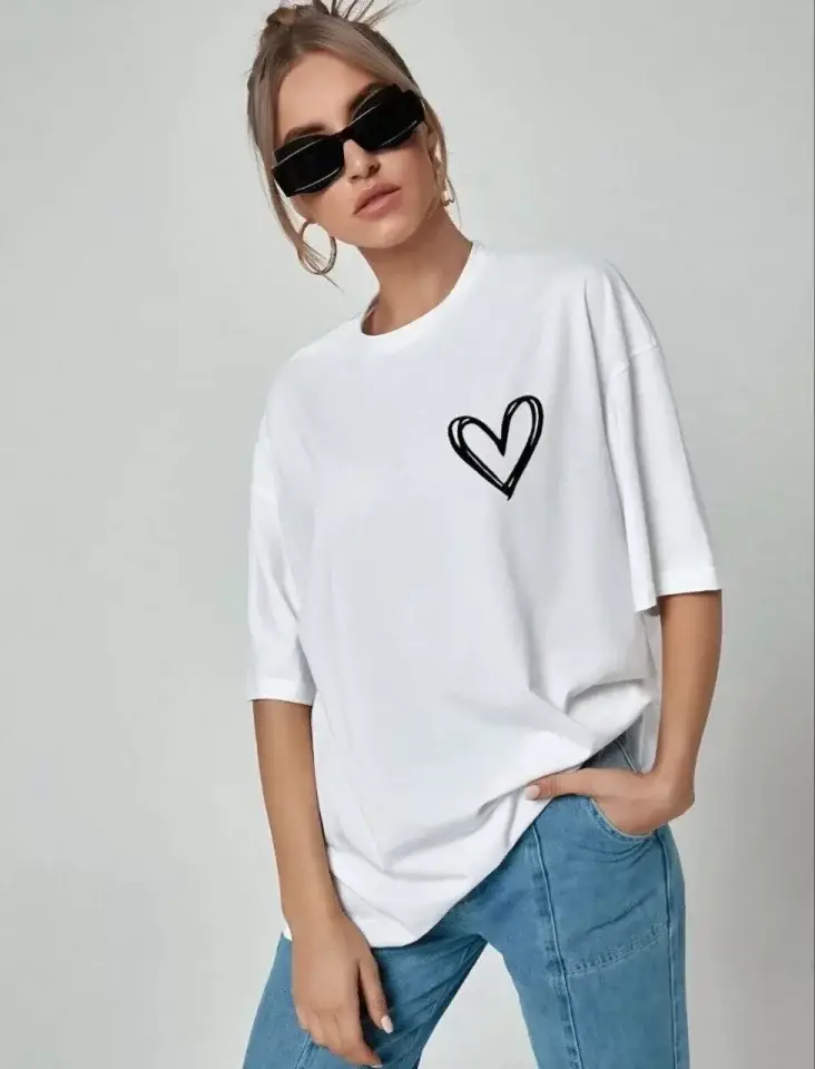 Unisex Baskılı Oversize T-Shirt - Beyaz - 3