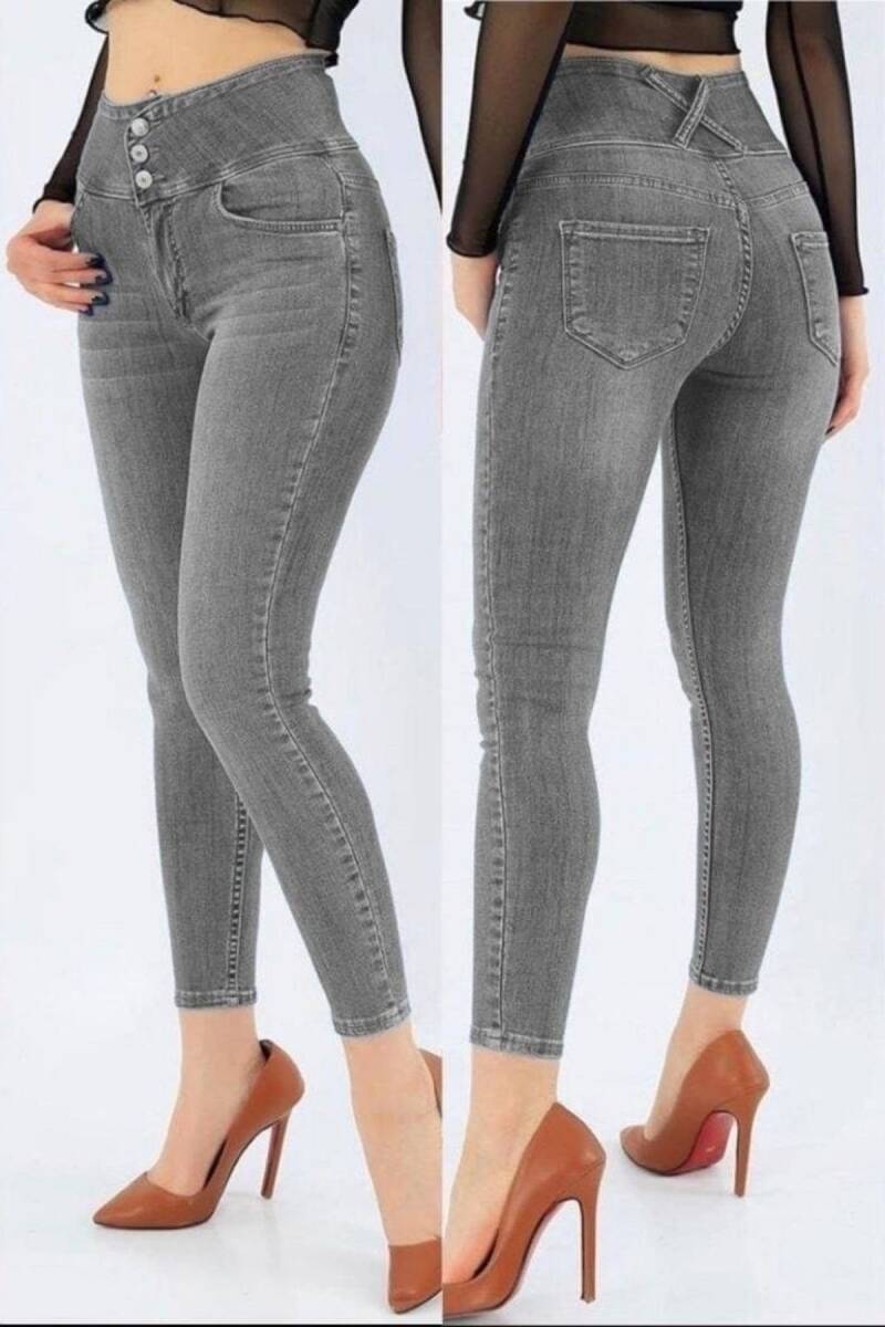 Yüksek Bel Likralı Jean Pantolon 90 Cm - 3